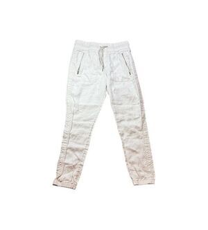 Athleta Linen Pants Womens Size 2 Cabo Linen White Leopard Joggers Beach Boho